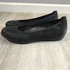 Tamaris Black Genuine Leather Flats with Touch Fit Comfort insole sz 40/9-9.5
